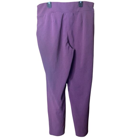 Maurices Plum Purple Crepe Pull On Ankle Pants Crossover Waist Sz Large - Picture 5 of 8